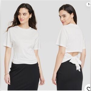 a new day White Short Sleeve Bow Tie-Back Tee